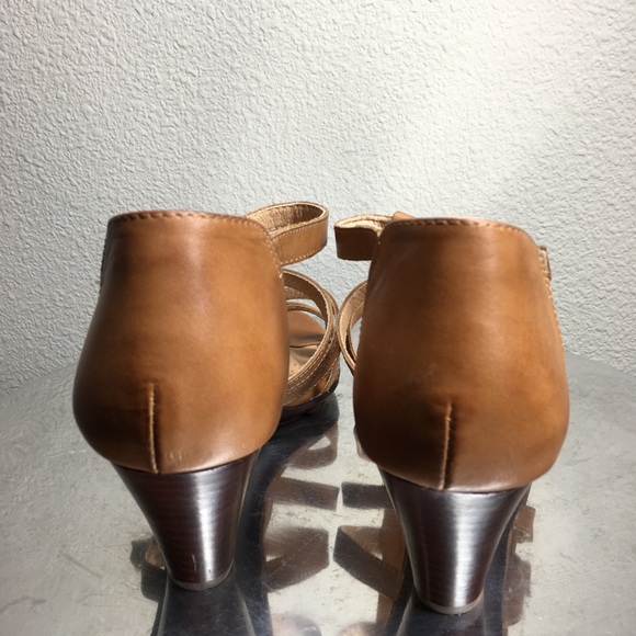 Sofft Tan Leather Heeled Sandals Sz 10 - Picture 5 of 6